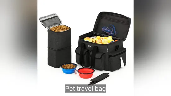 カスタムファッション犬旅行バッグドッグフード容器給餌ボウルペットバックパック