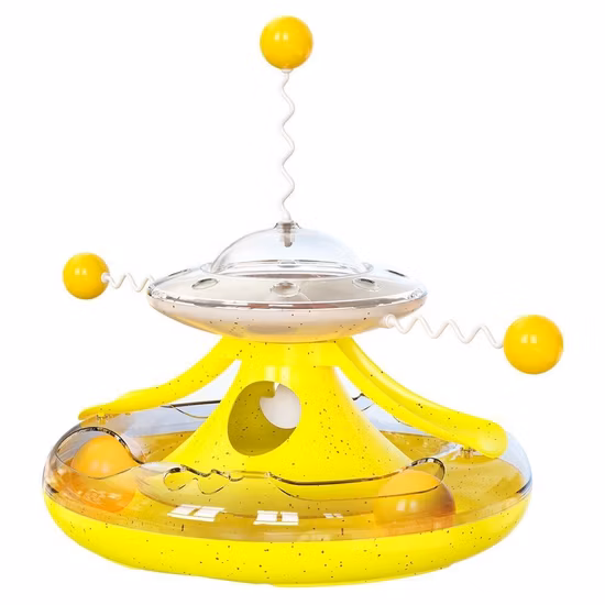 ペット用品 Funnuy 猫のおもちゃ キャットフードディスペンサー サークルトラック移動ターンテーブル付き