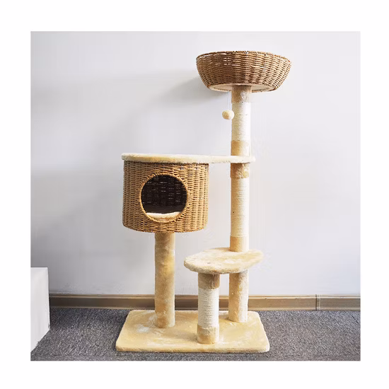 中国卸売 5 レベル製造大きな大きな猫の木とハンモックと猫の爪とぎポスト付きペットのおもちゃ